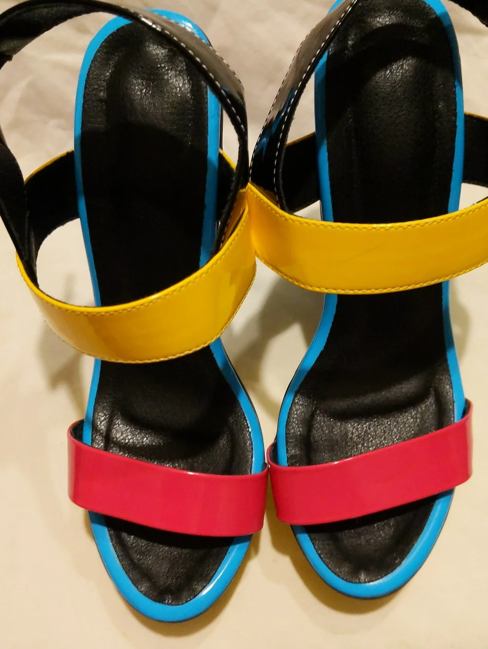 Giuseppe Zanotti Multicolor Platform Sandals in Yellow, Pink & Blue